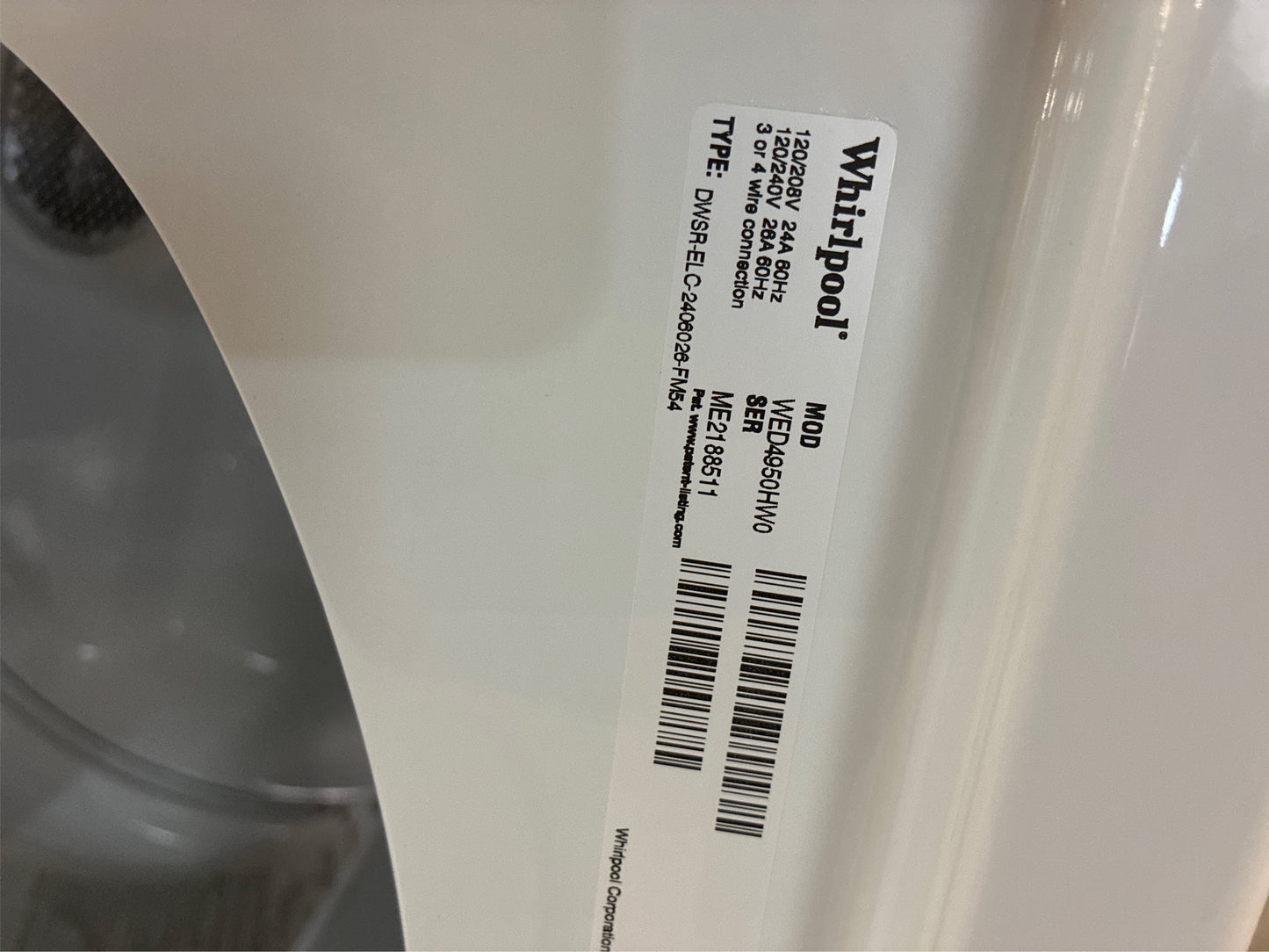 Whirlpool 7.0 cu ft Electric Dryer AUTODRY