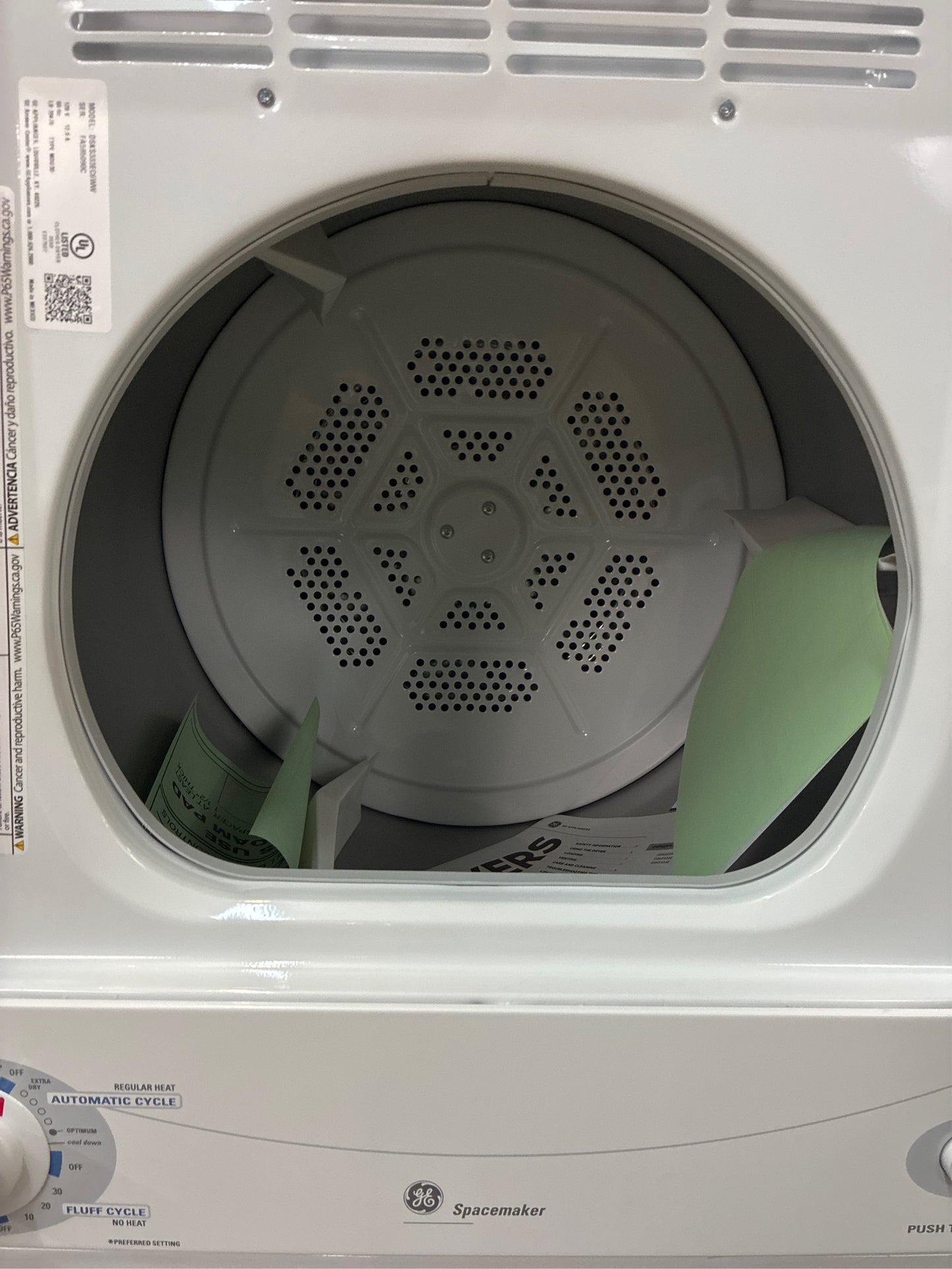 GE 3.6-cu ft Stack Vented Electric Dryer