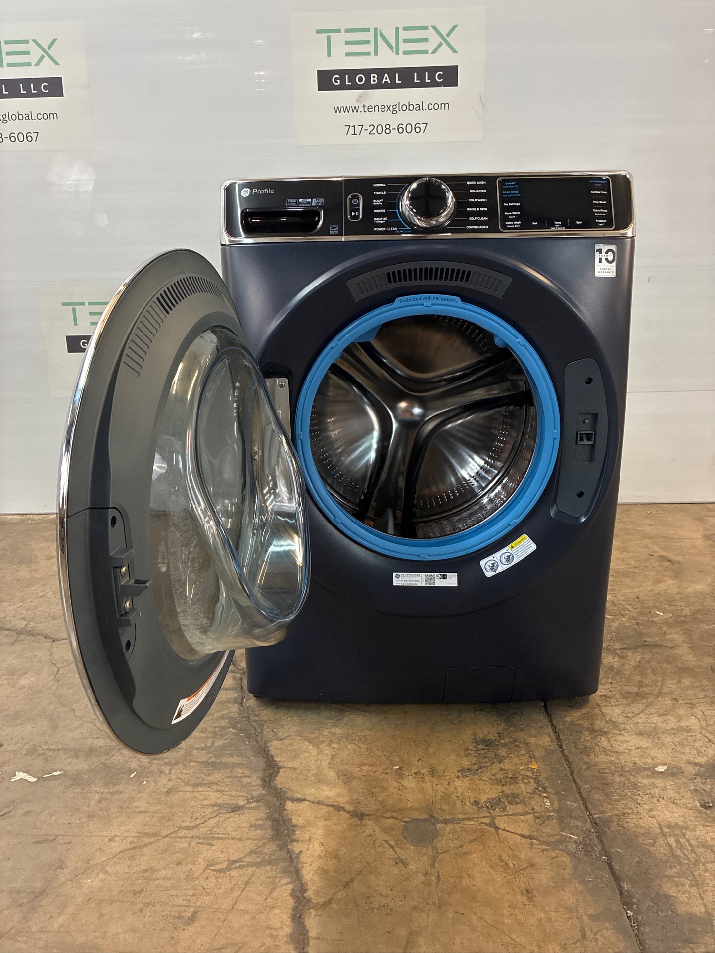 GE 5.3 cu. ft. Smart Front Load Washer, Sapphire Blue
