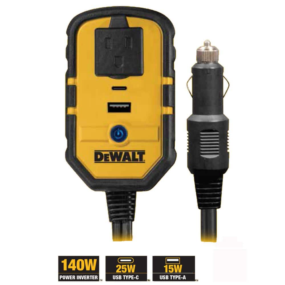DEWALT 140W Car Power Inverter w/ Dual USB Ports