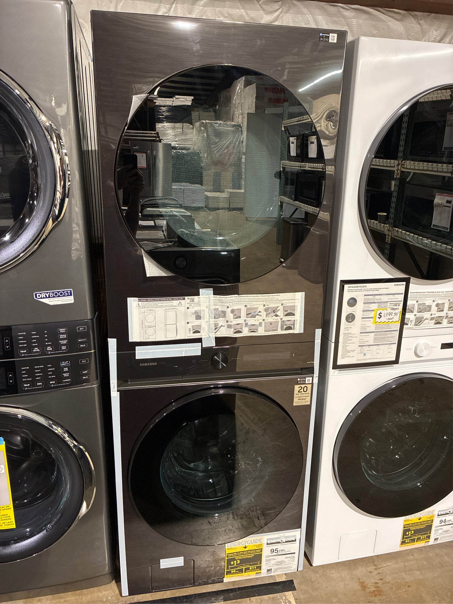 Bespoke 4.6 cu. ft. Large Capacity Single Unit AI Laundry Hub Washer with 7.6 cu. ft. Electric Dryer in Brushed Black
