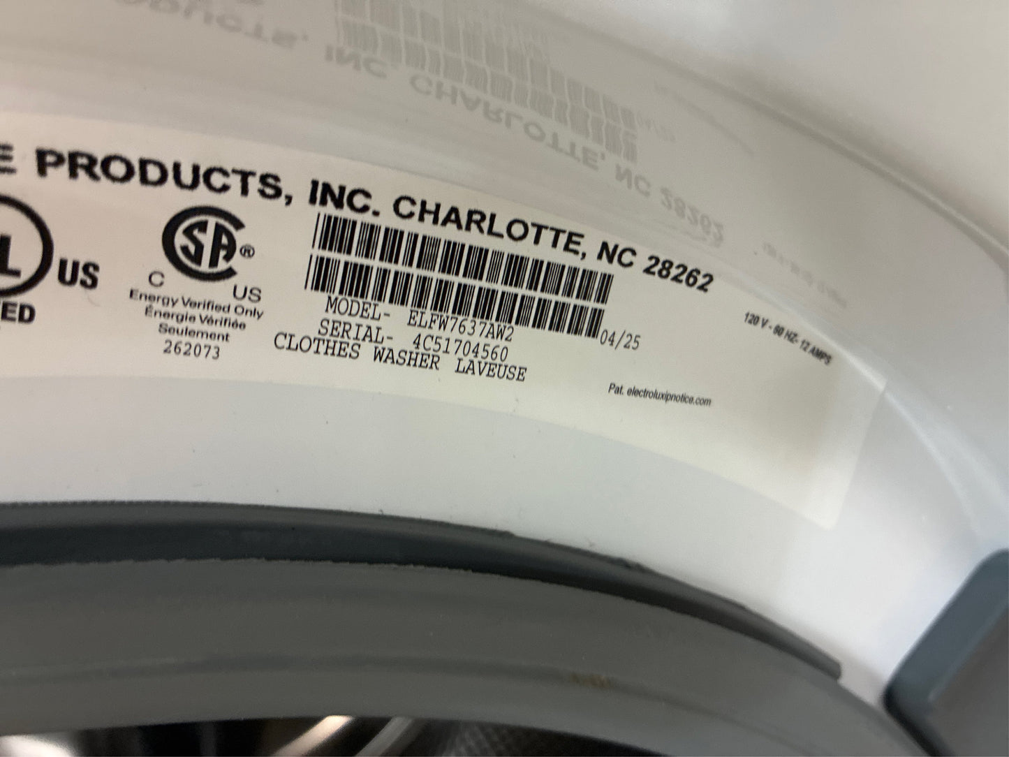 Electrolux 27 in. 4.5 cu. ft. Front Load Washer, White