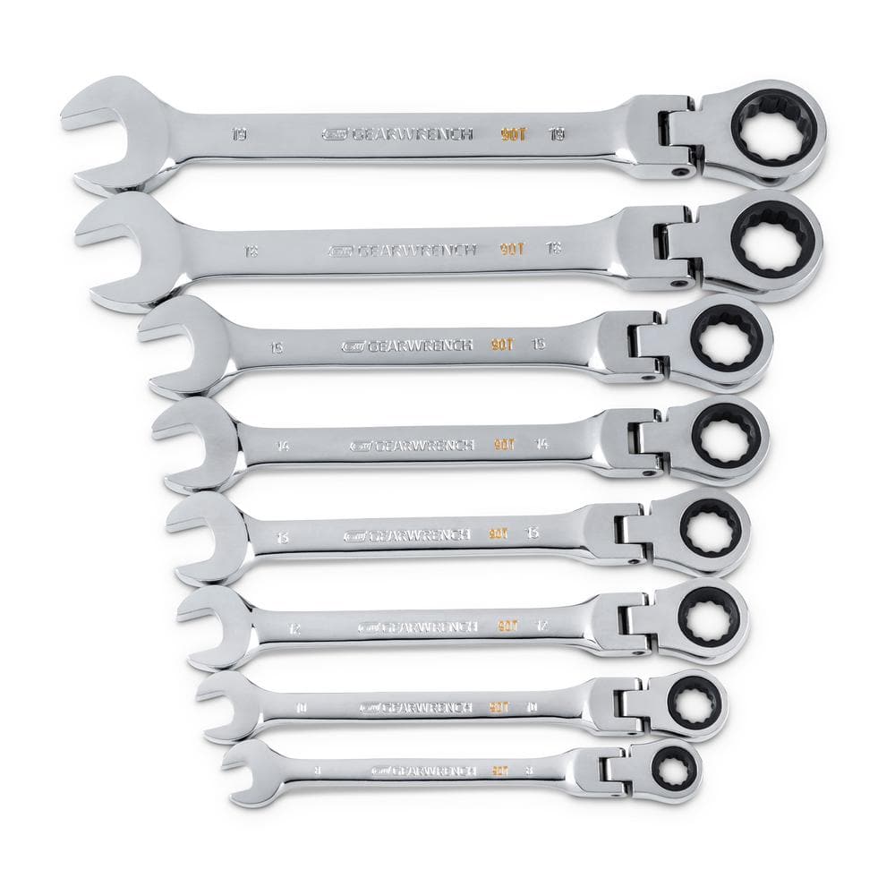 8pc 90T Flex Head Ratcheting Wrench Set