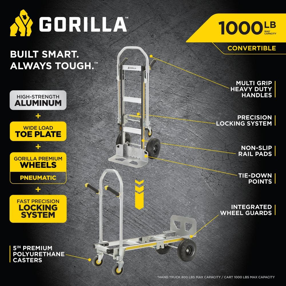 1,000 lbs. Convertible Aluminum Hand Truck