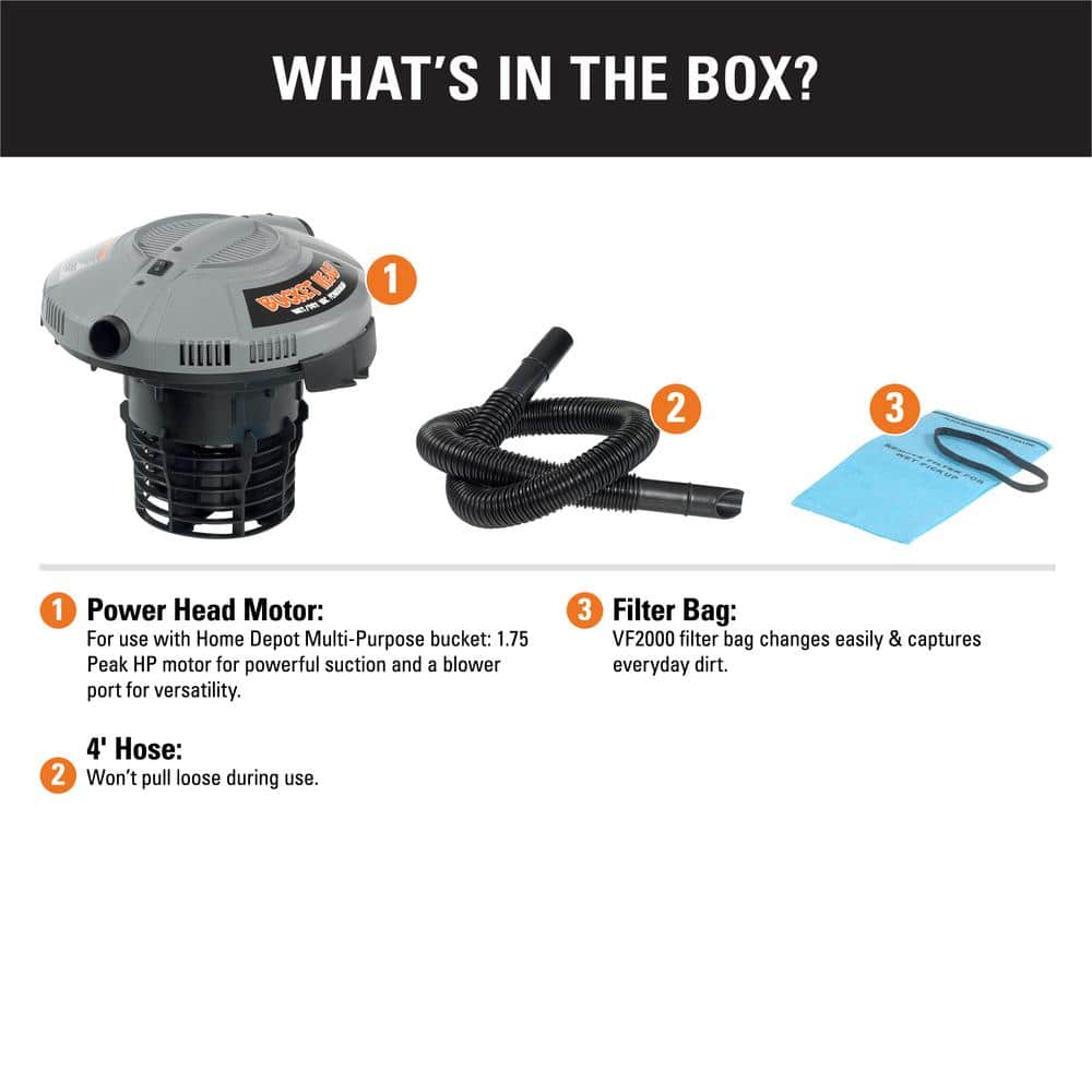 5 Gal 1.75 HP Wet/Dry Shop Vacuum Powerhead