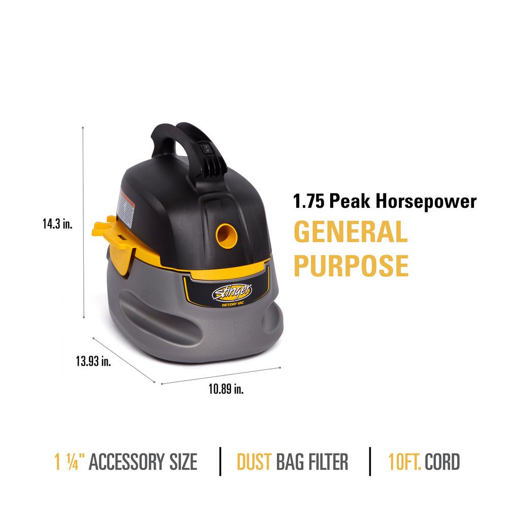 2.5 Gal. 1.75 HP Compact Wet/Dry Shop Vacuum