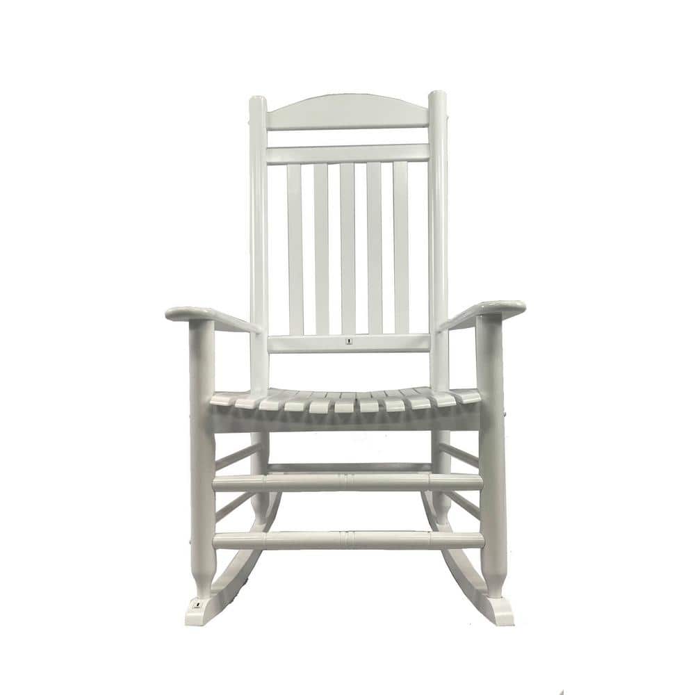 Patio White Wood Outdoor Rocking Chair