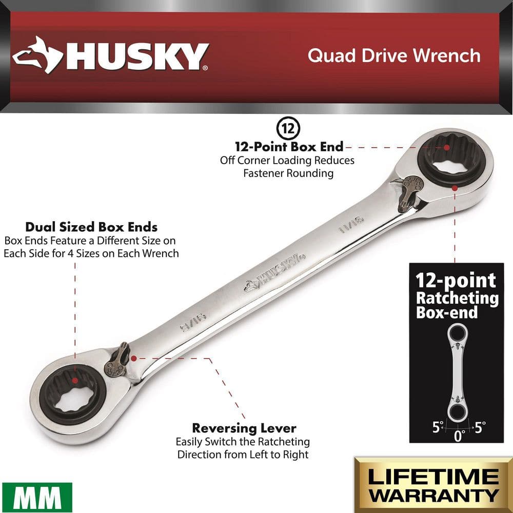 Metric Quad Drive Ratcheting Wrench Set (2-Piece)
