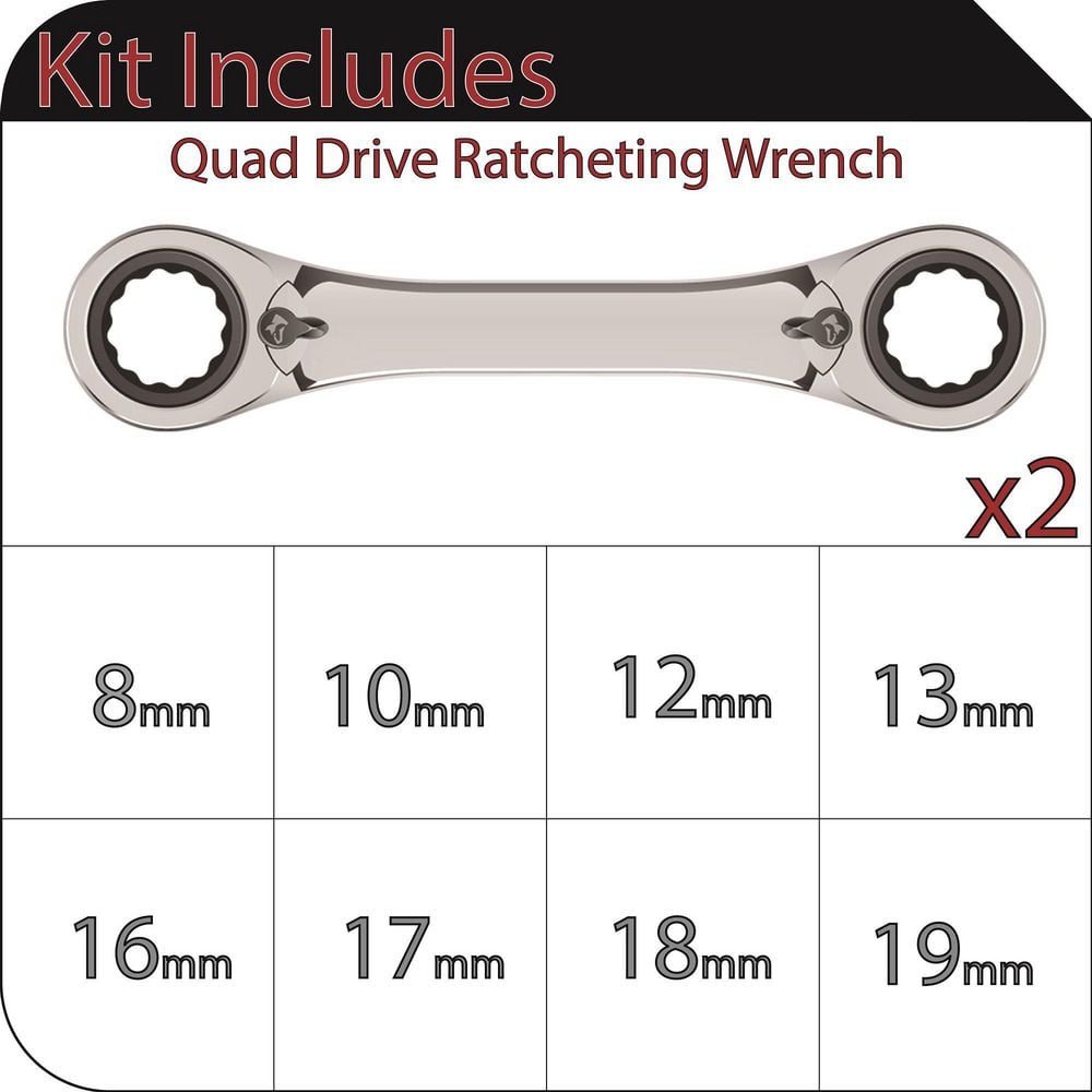 Metric Quad Drive Ratchet Wrench Set (2-Pc)