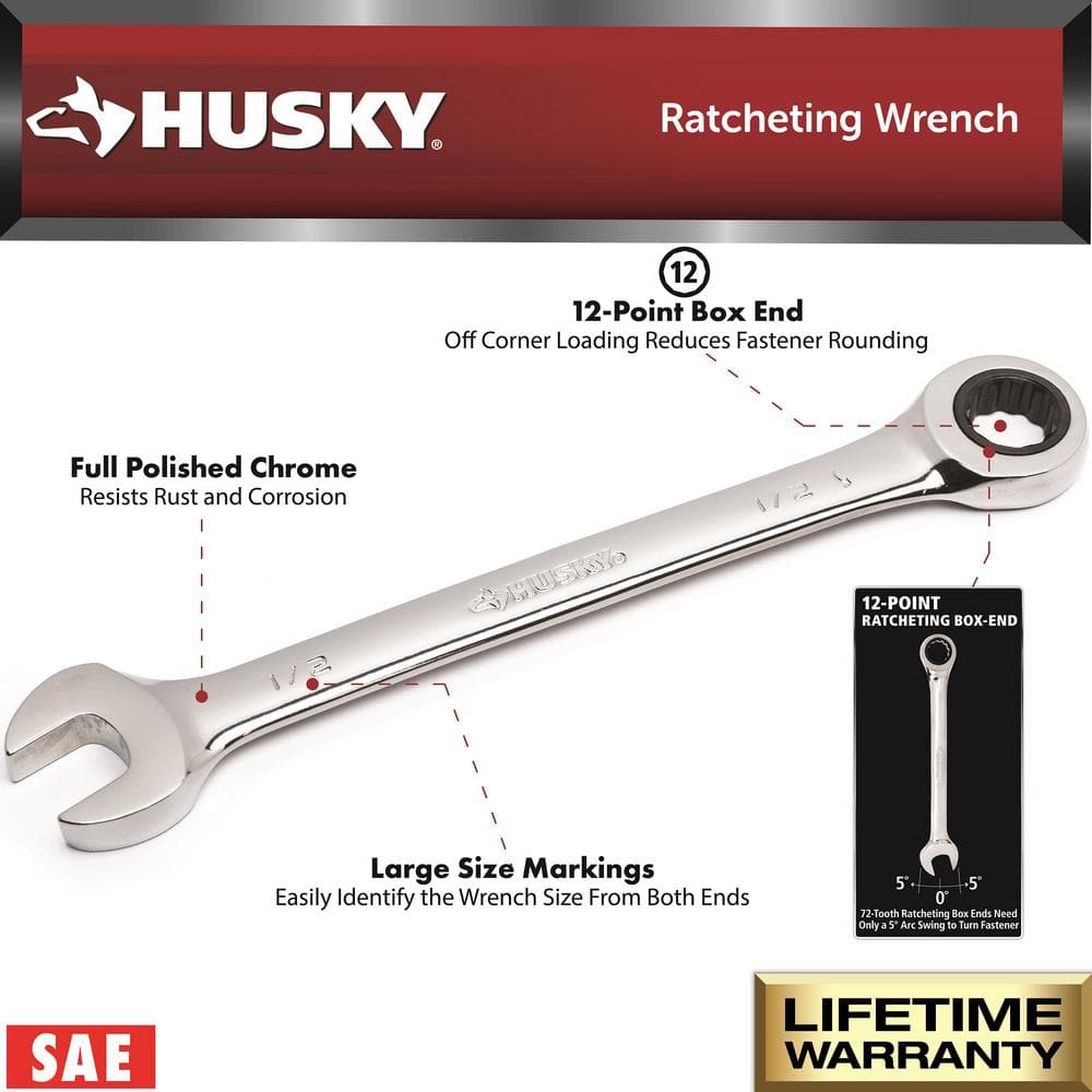 1" 12-Point SAE Ratcheting Combo Wrench