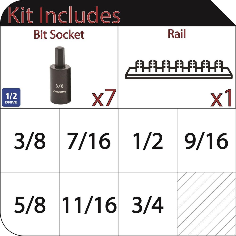 1/2" Drive Hex Bit Impact Socket Set (SAE)