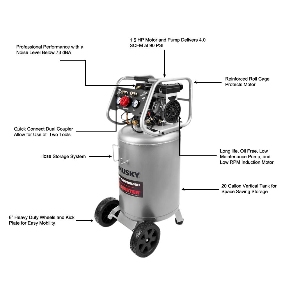 20 Gal. Vertical Electric Silent Air Compressor