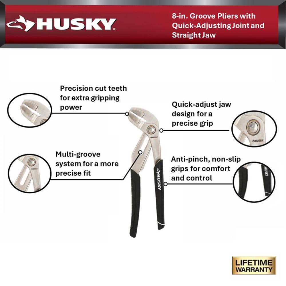 8 in. Groove Pliers with Quick Adjust Joint