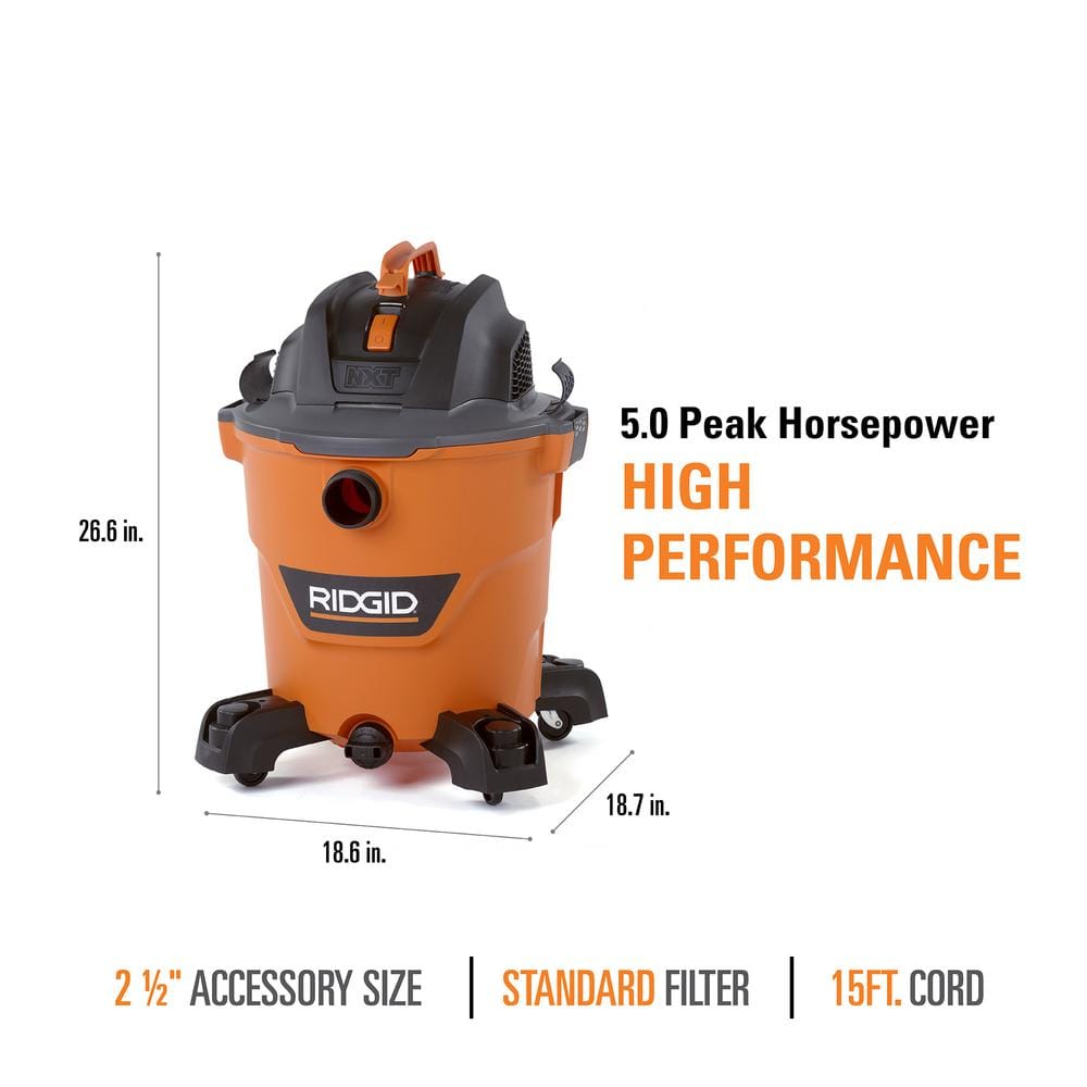RIDGID 12 Gal 5.0 HP NXT Vac with Filter