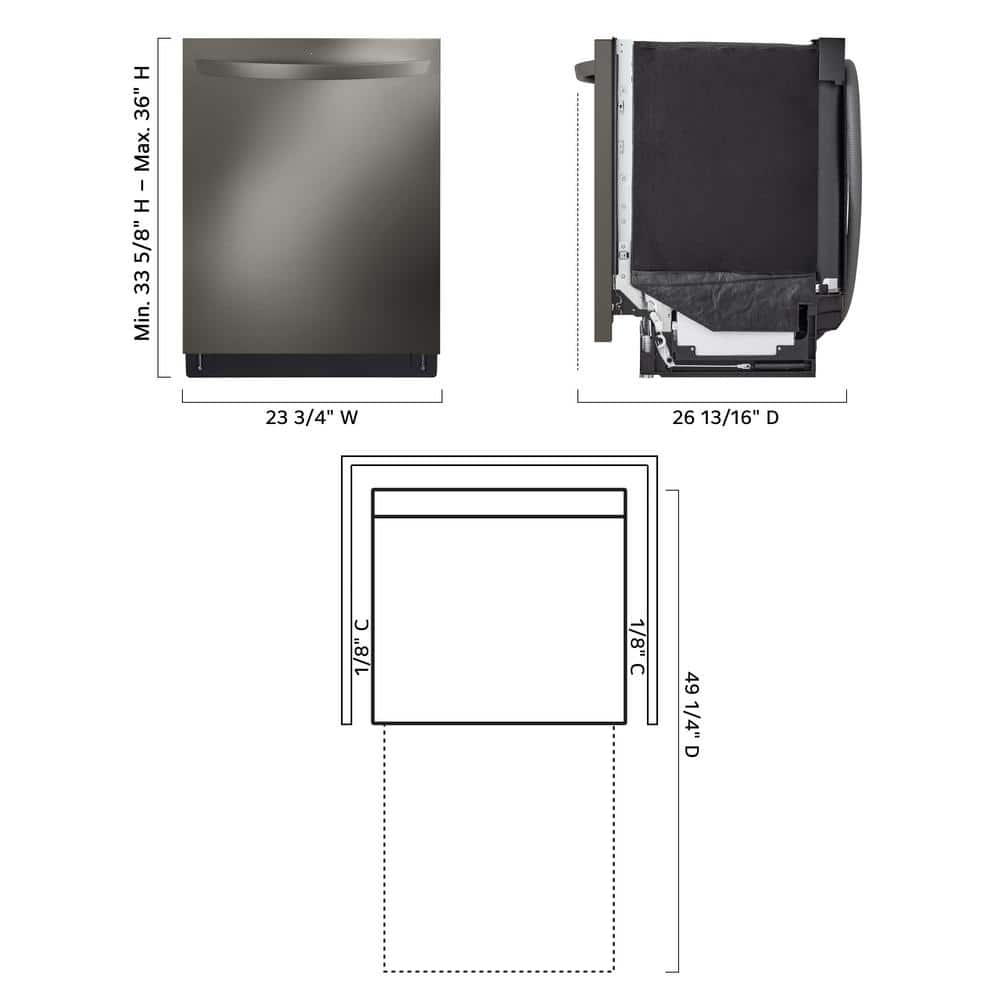 24" Black Stainless, Top Control Smart Dishwasher