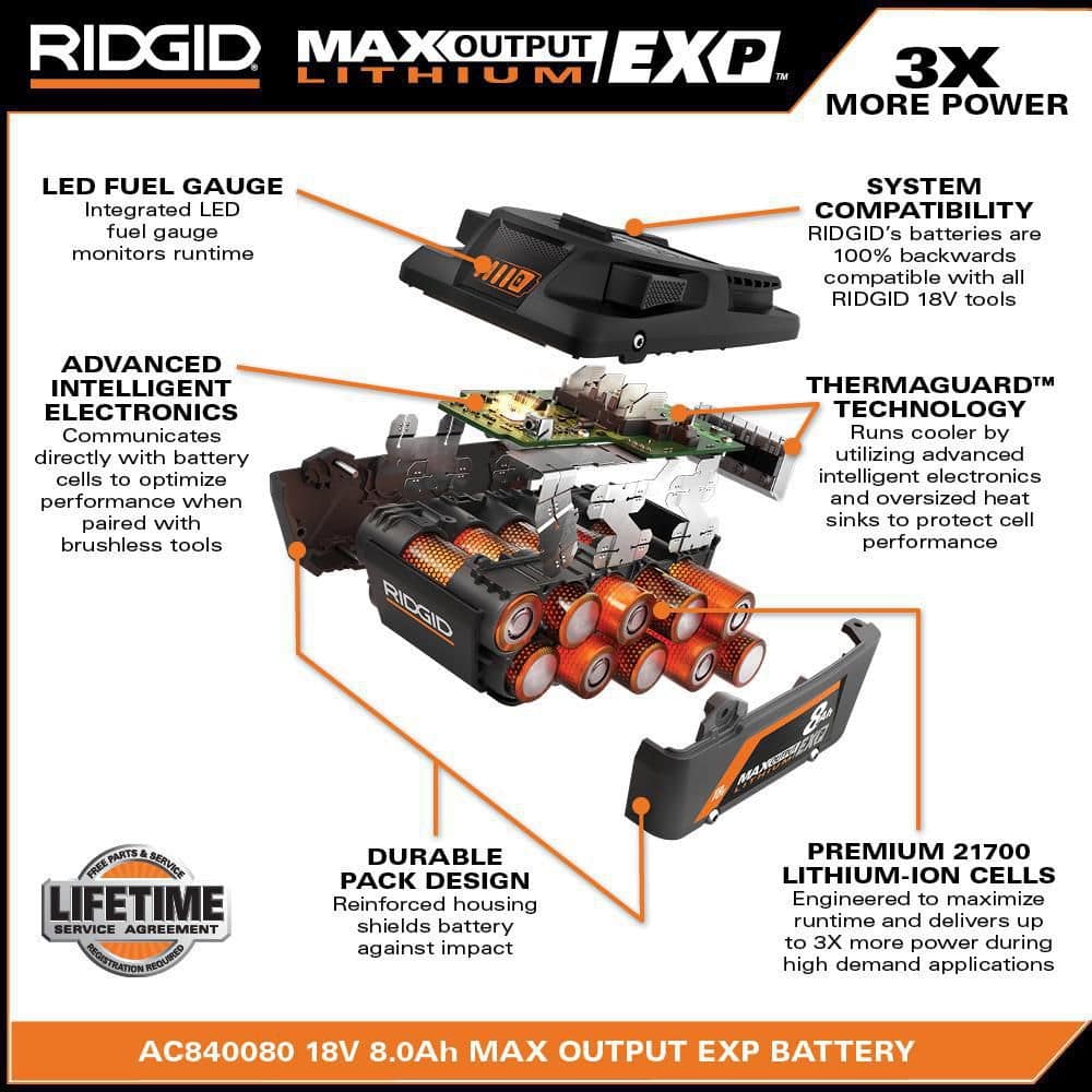 18V 8.0 Ah MAX Output EXP Lithium-Ion Battery
