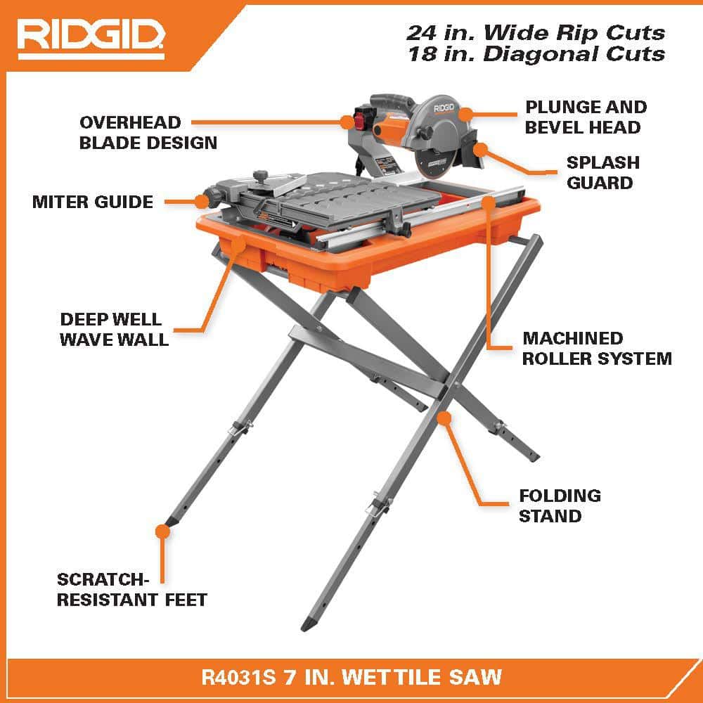 9 Amp Corded 7 in. Wet Tile Saw with Stand