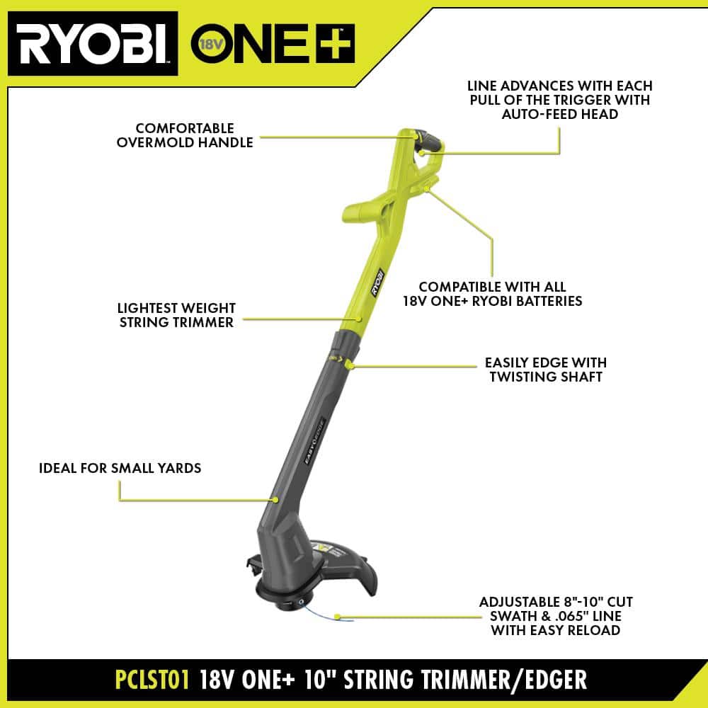 RYOBI 18V 10 in. String Trimmer/Edger Kit