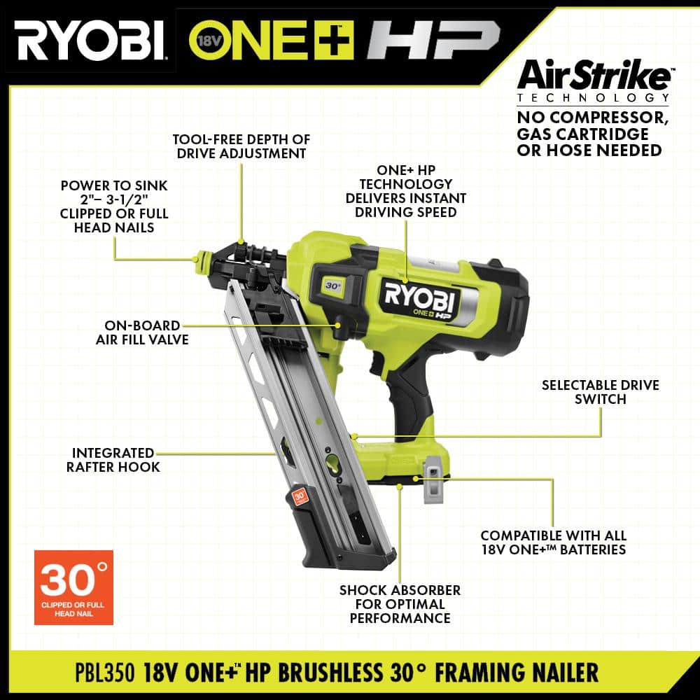 18V Brushless AirStrike 30° Framing Nailer