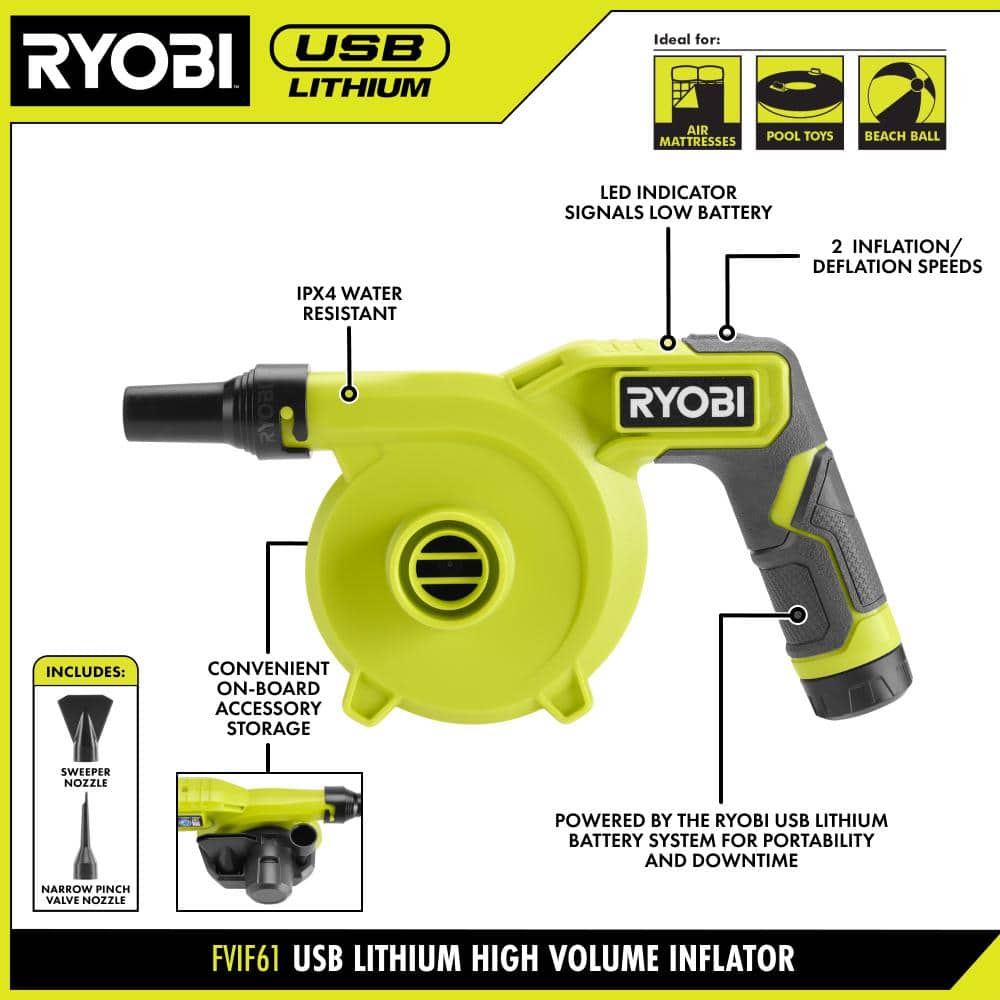 USB Lithium Cordless Inflator Kit with Battery