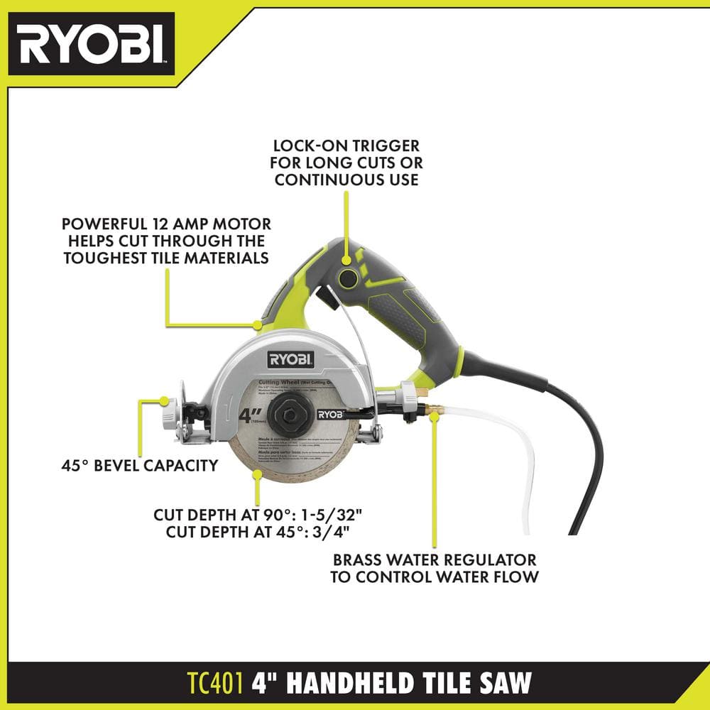 RYOBI 12 -Amps 4 in. Blade Corded Wet Tile Saw