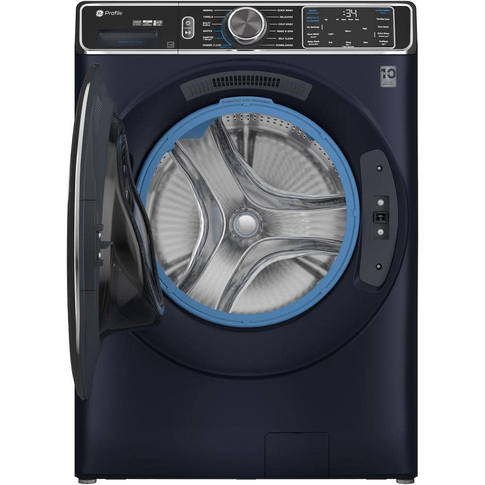 GE 5.3 cu. ft. Smart Front Load Washer, Sapphire Blue
