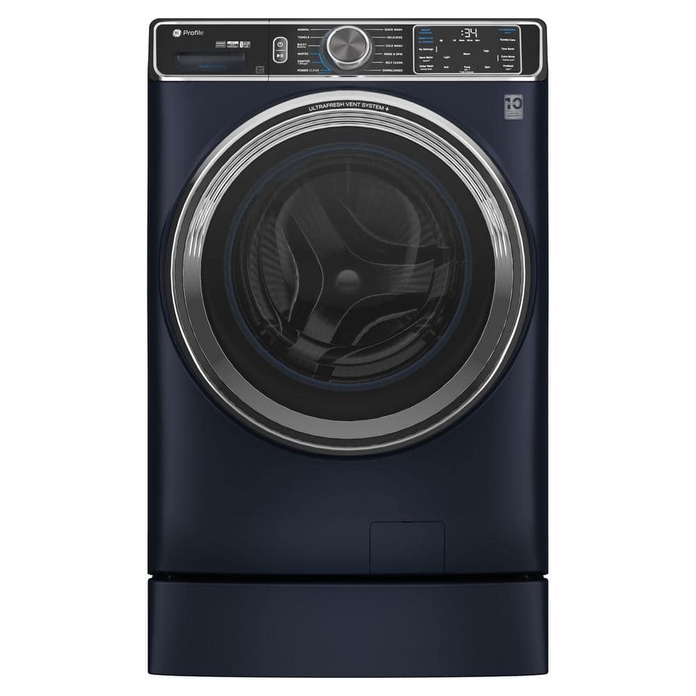 GE 5.3 cu. ft. Smart Front Load Washer, Sapphire Blue