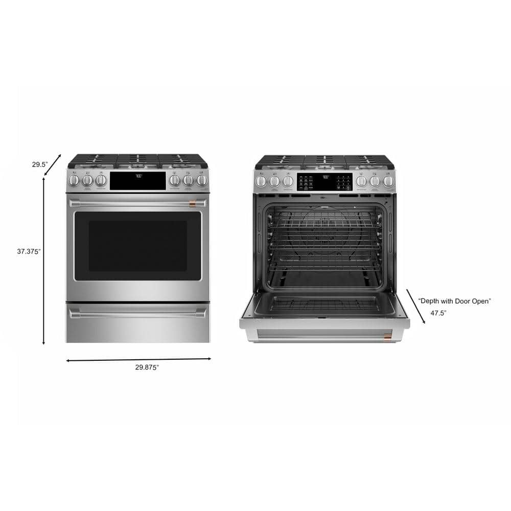 Café 30 in. Slide-In Gas Range, Stainless Steel