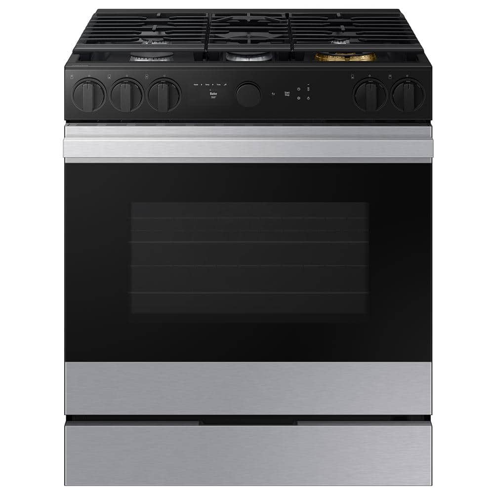 Bespoke 30 in. 6.0 cu. ft. 5 Burner Smart Slide-In Gas Range with Air Sous Vide & Air Fry in Stainless Steel