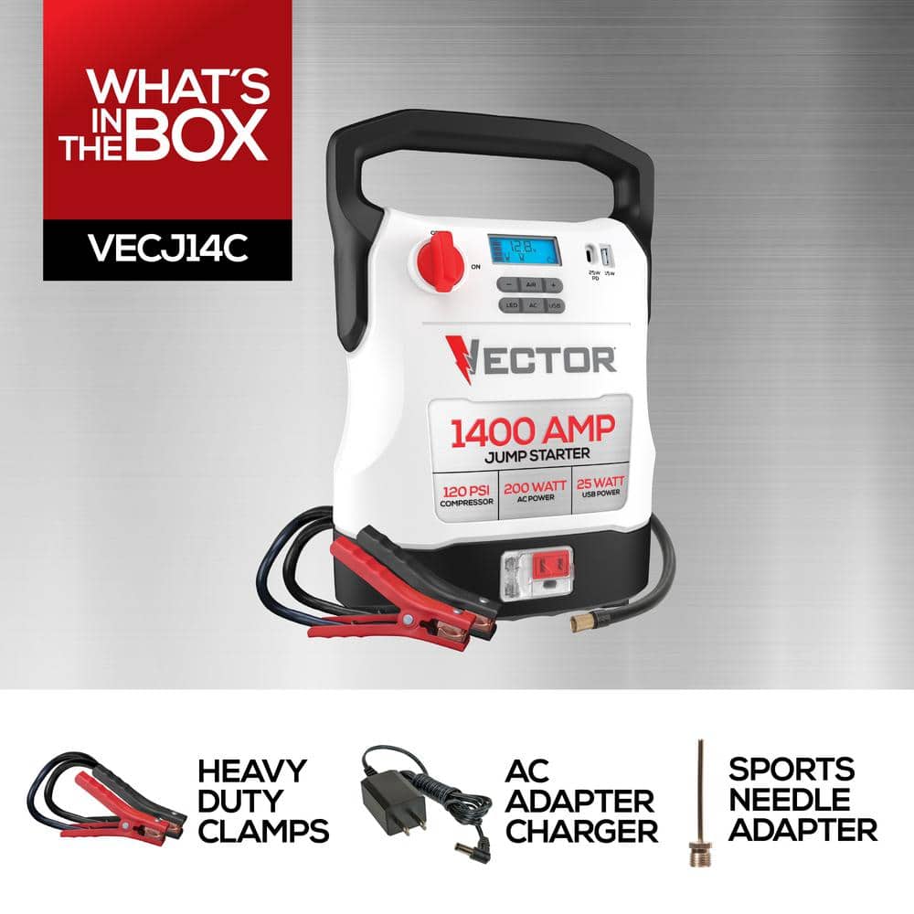 VECTOR 1400A Jump Starter, Compressor