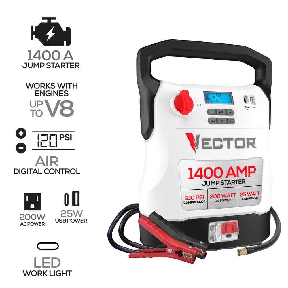 VECTOR 1400A Jump Starter, Compressor