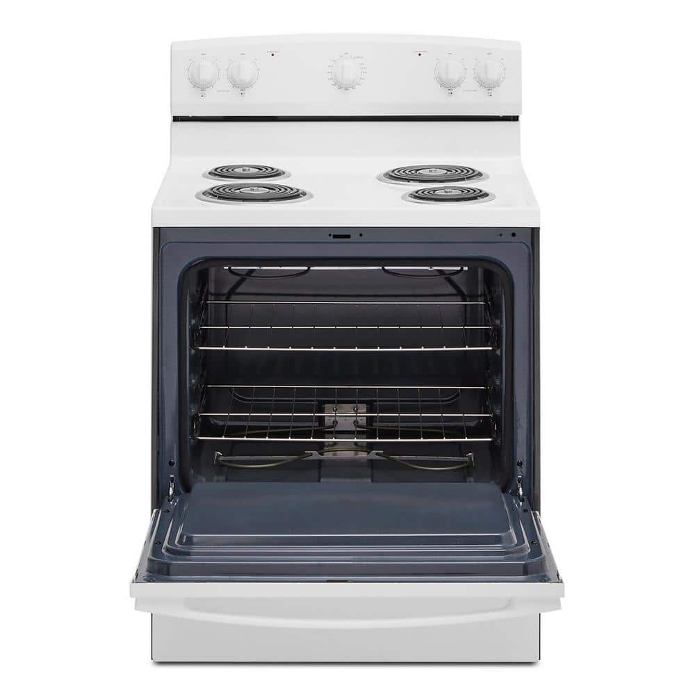 Amana 30 in. 4 Burner Electric Range, White, Glass Door