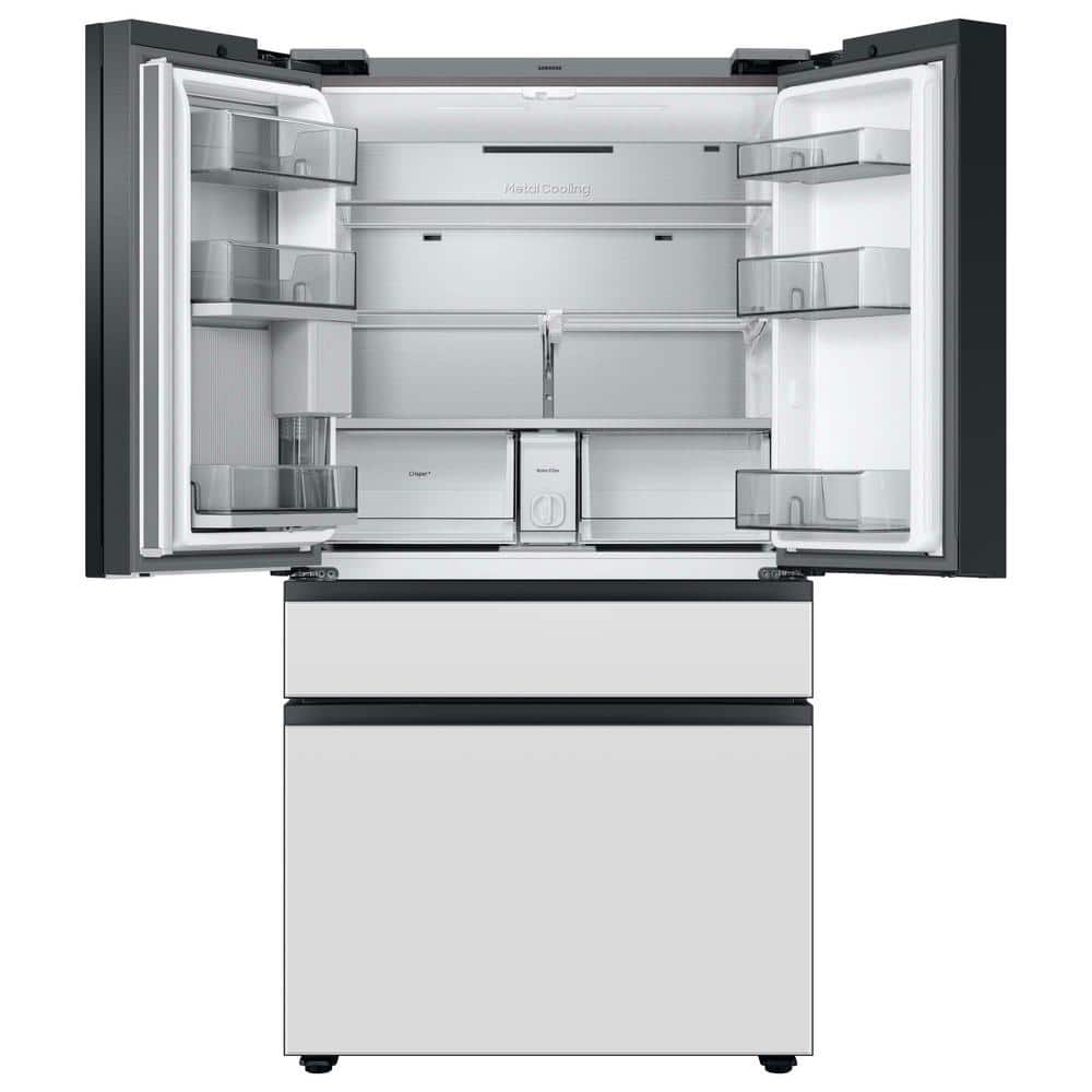 Bespoke 4-Door French Door Refrigerator, White Glass.