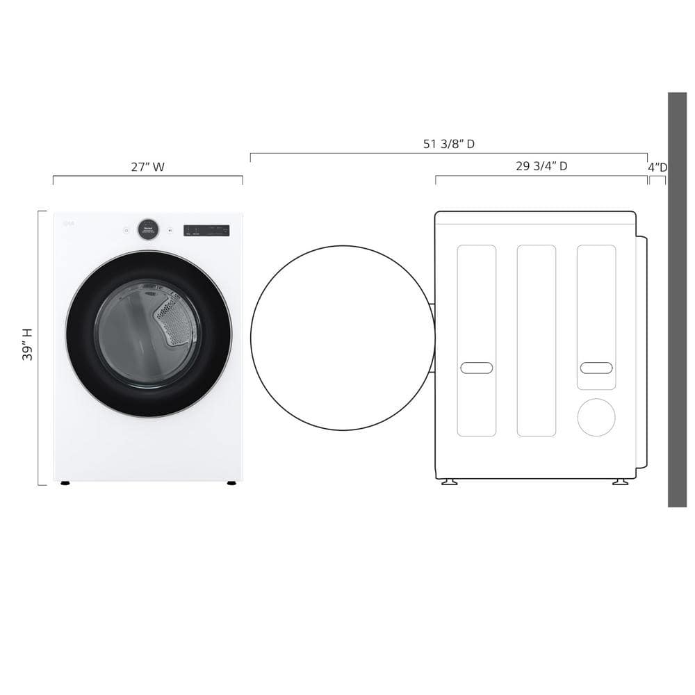 LG 7.4 cu. ft. Vented Stackable SMART Gas Dryer