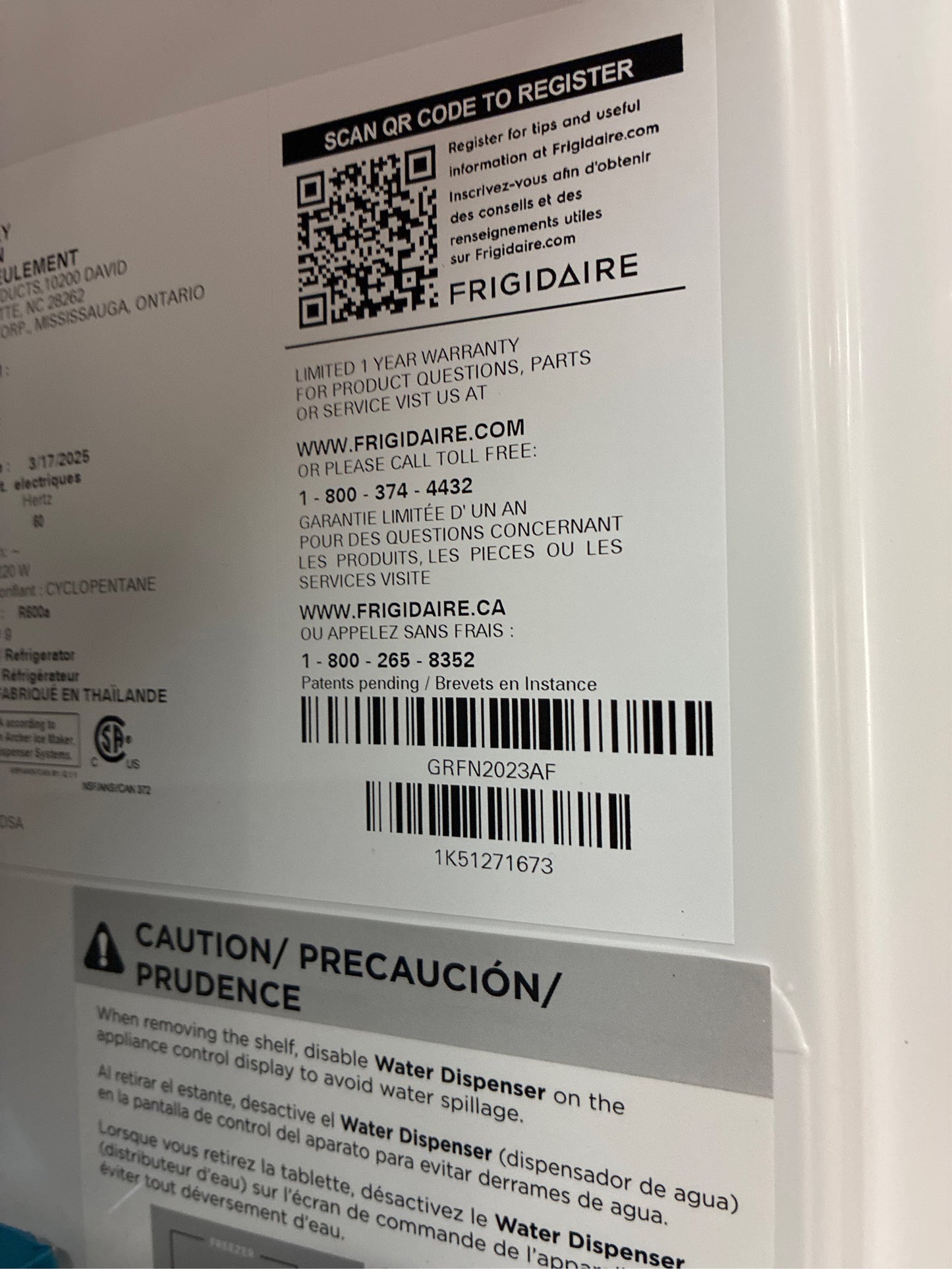 Frigidaire Gallery 30in 20cu ft French Door Refrigerator SS