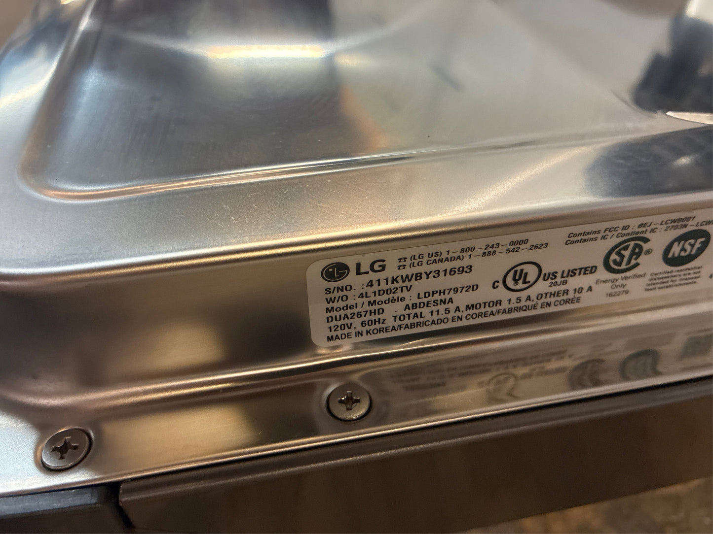 PrintProof Stainless Steel Dishwasher.