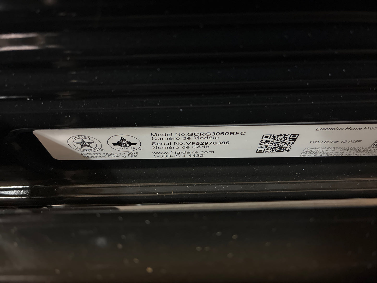 Frigidaire 30 in. 5 Burner Gas Range, True Convection