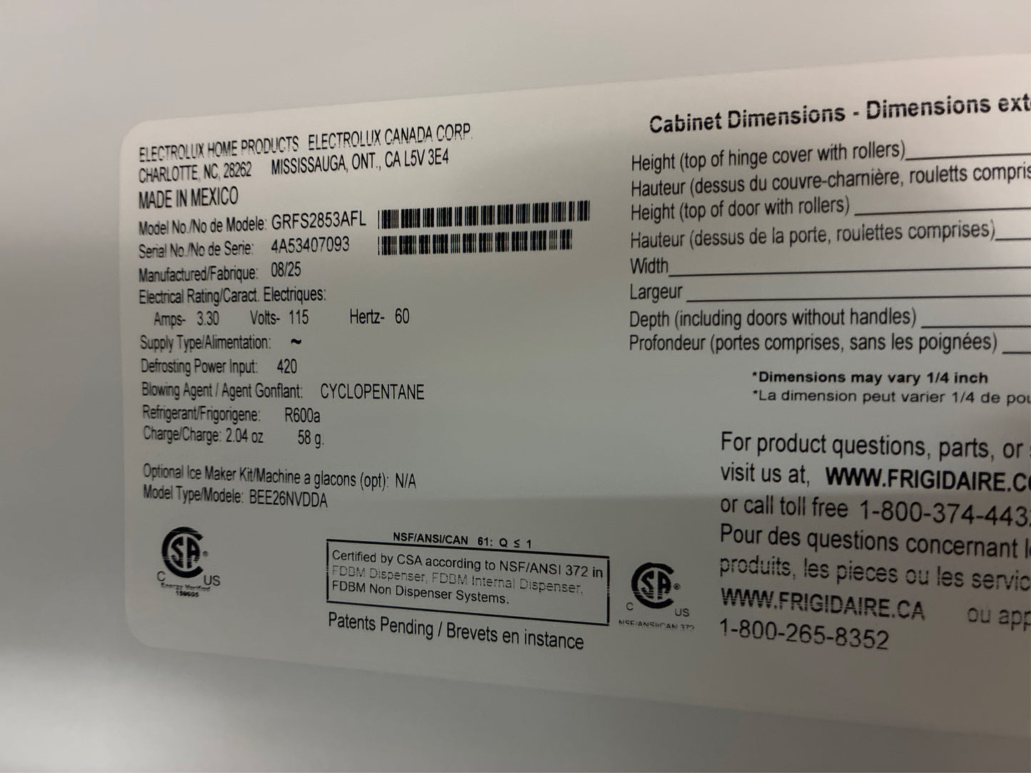 Frigidaire 27.8 cu. ft. - French Door Refrigerator