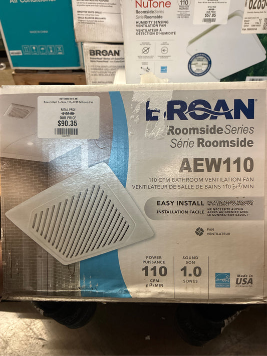 Broan InVent 1-Sone 110-CFM Bathroom Fan