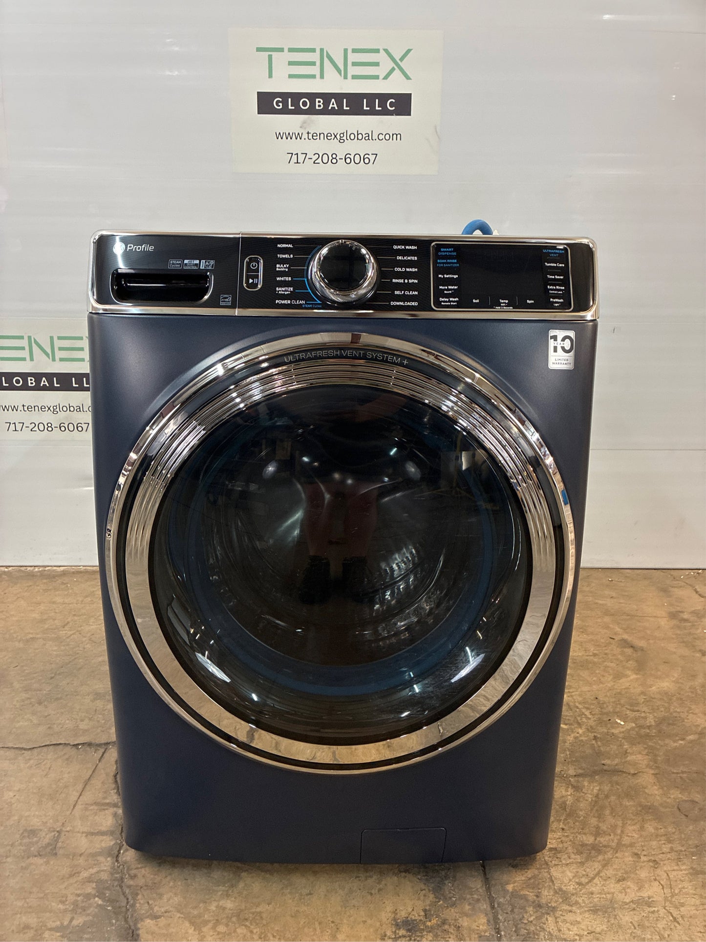 GE 5.3 cu. ft. Smart Front Load Washer, Sapphire Blue