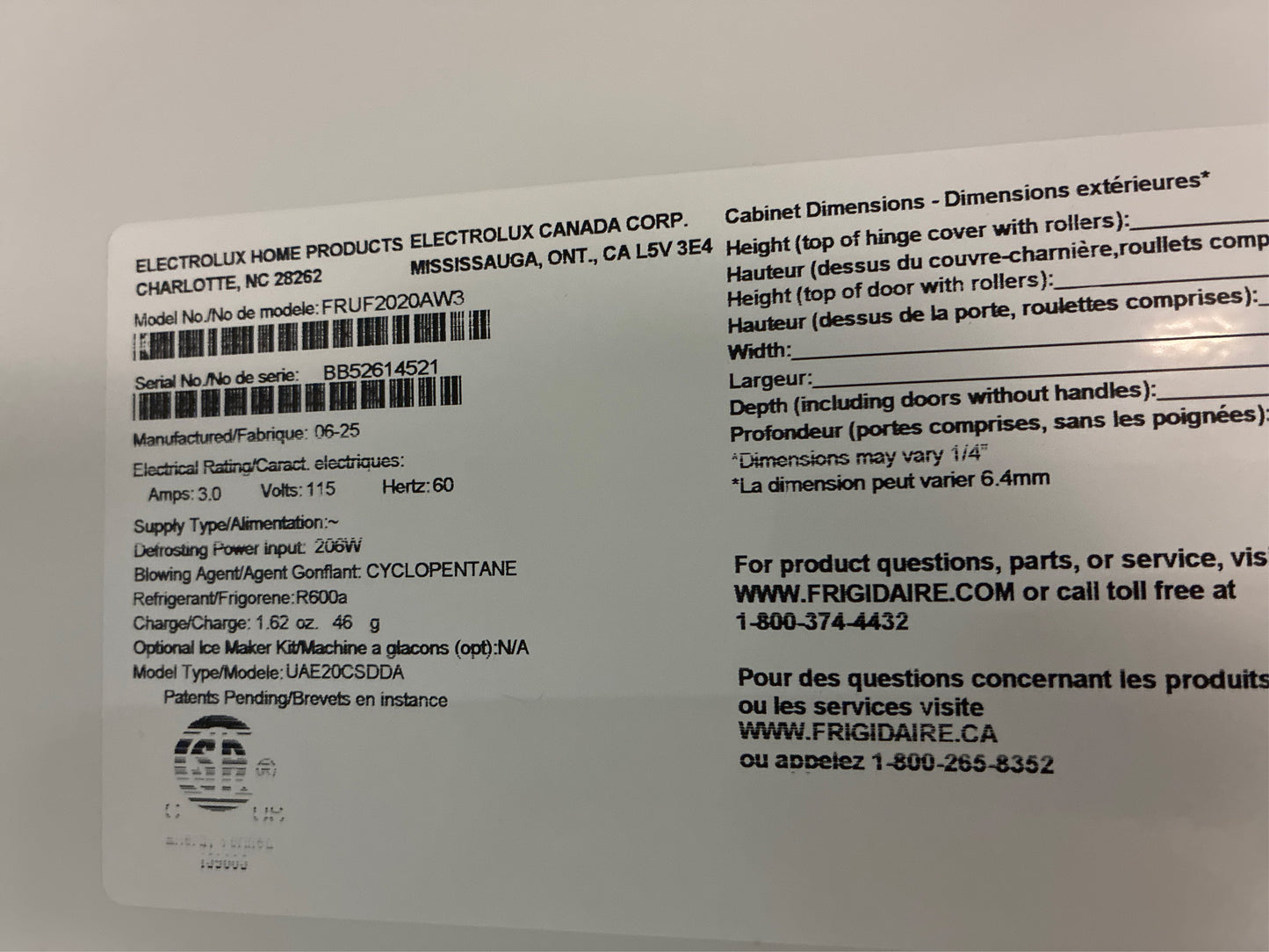 Frigidaire 32.6 in. 20 cu. ft. Upright Freezer, White