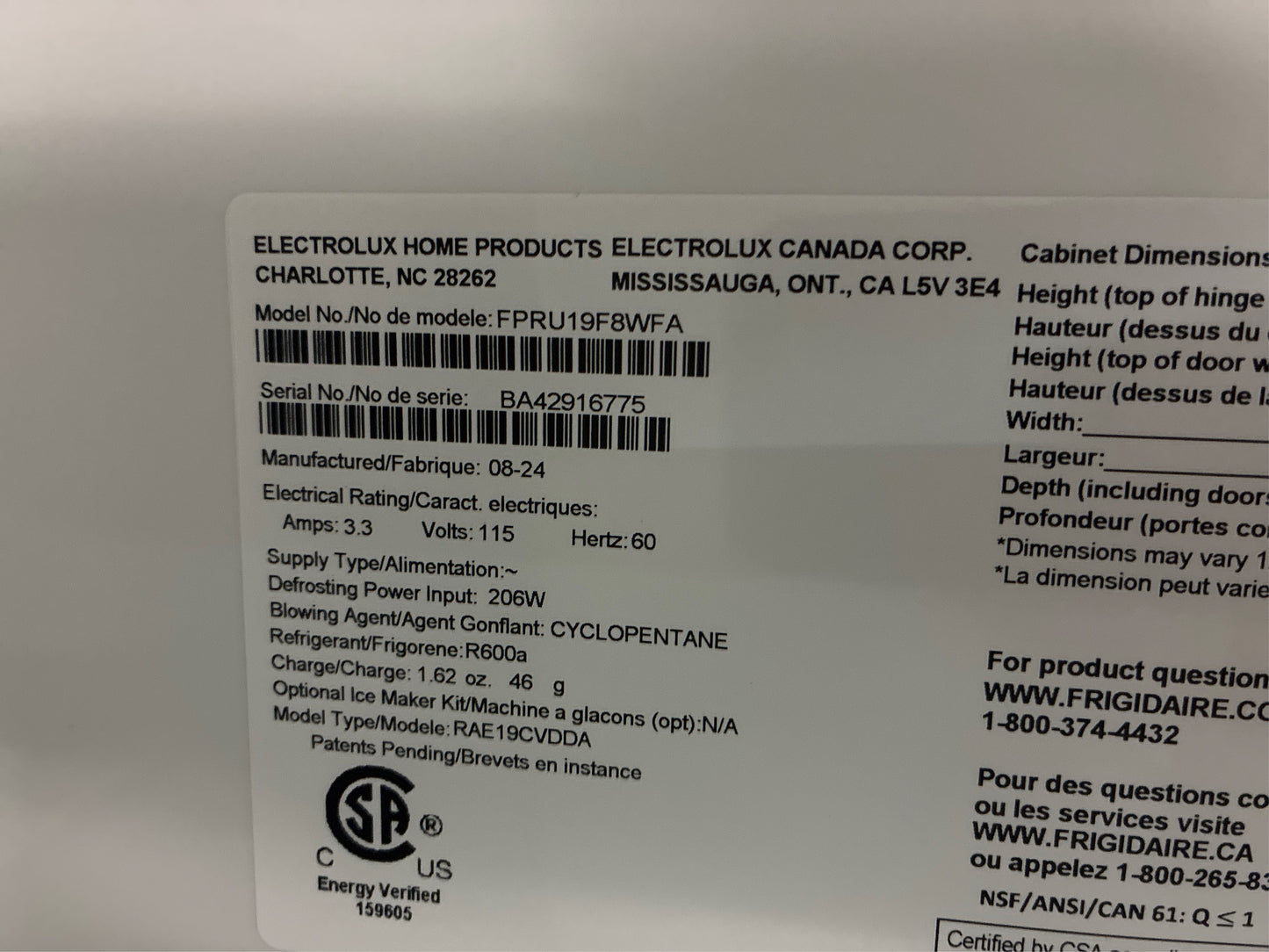 Frigidaire 19 cu. ft. Freezerless Refrigerator, Steel