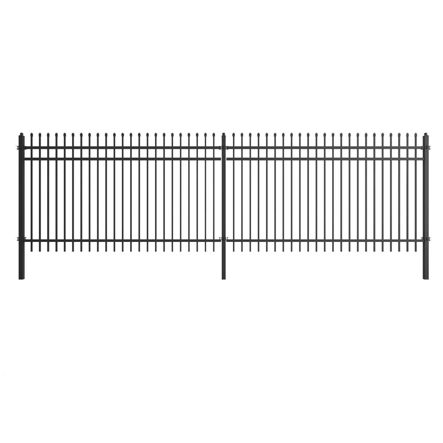 10x7 ft Steel Fence with 3 Rails, 30 Panels