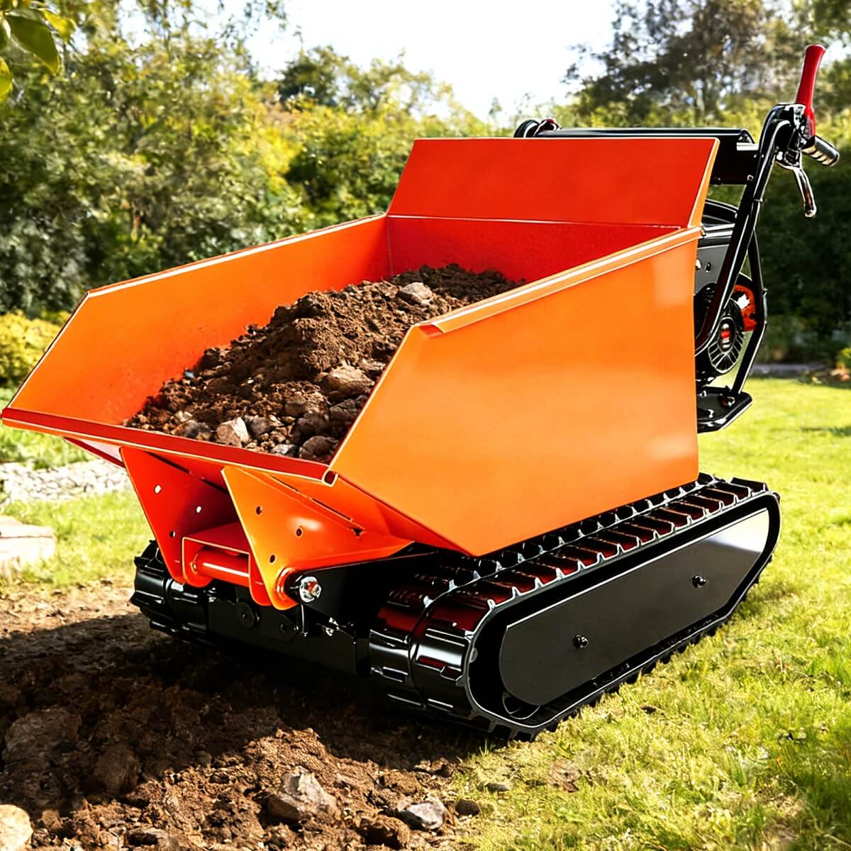 1100lbs Capacity 10HP Gas Powered Track Mini Dumper