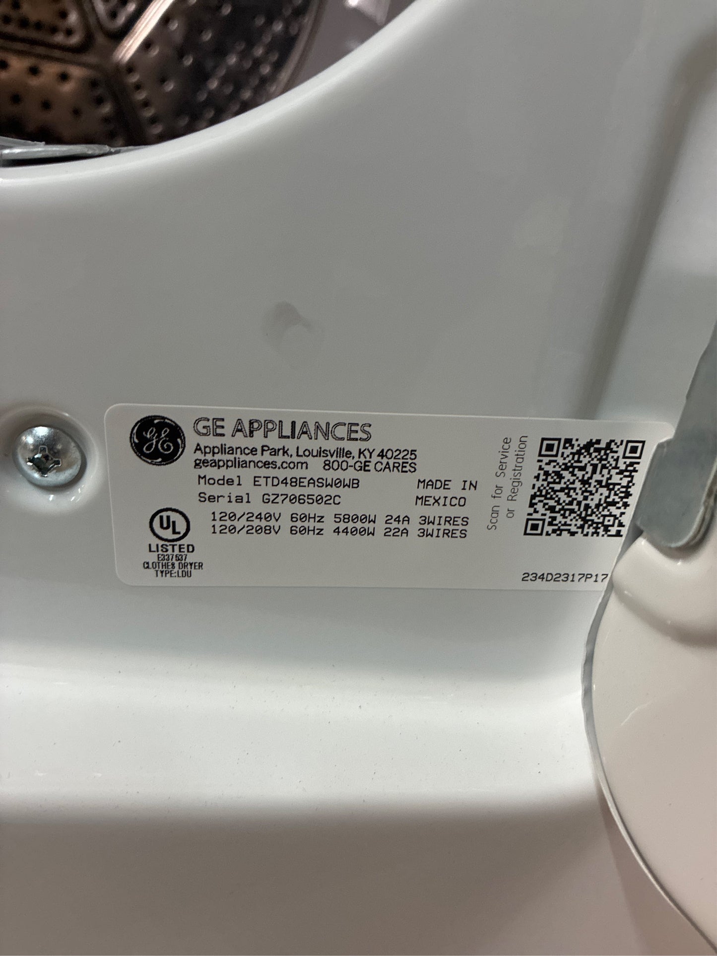 GE 7.2 cu. ft. Electric Dryer with Spanish Panel
