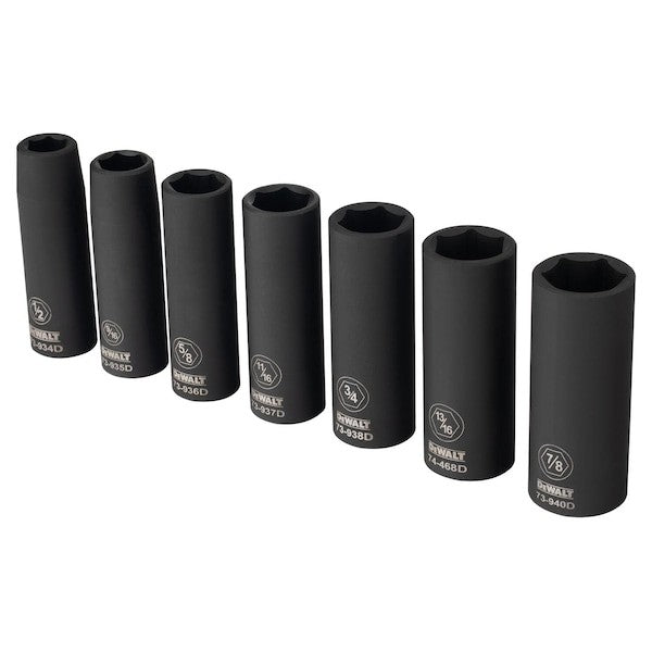 Dewalt,1/2"Dr,7pc,DP Impact Skt Set,SAE