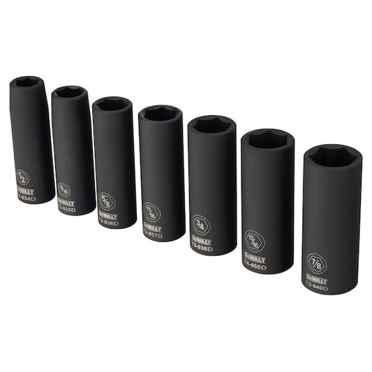 Dewalt,1/2"Dr,7pc,DP Impact Skt Set,SAE
