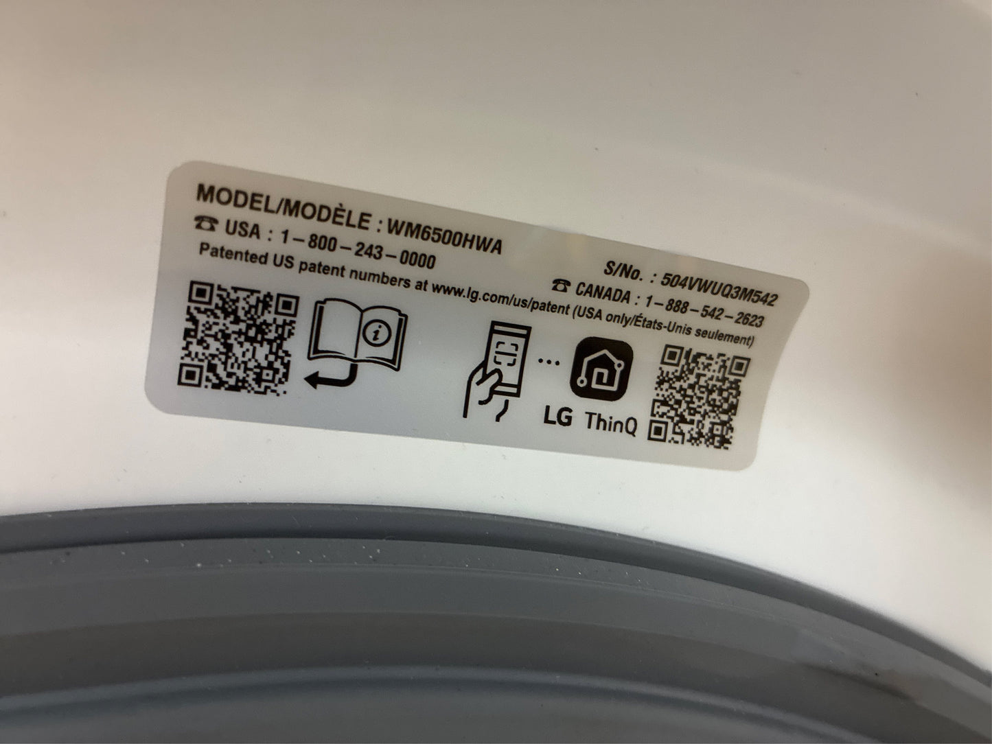 LG 5.0 cu. ft. Smart Front Load Washer, White