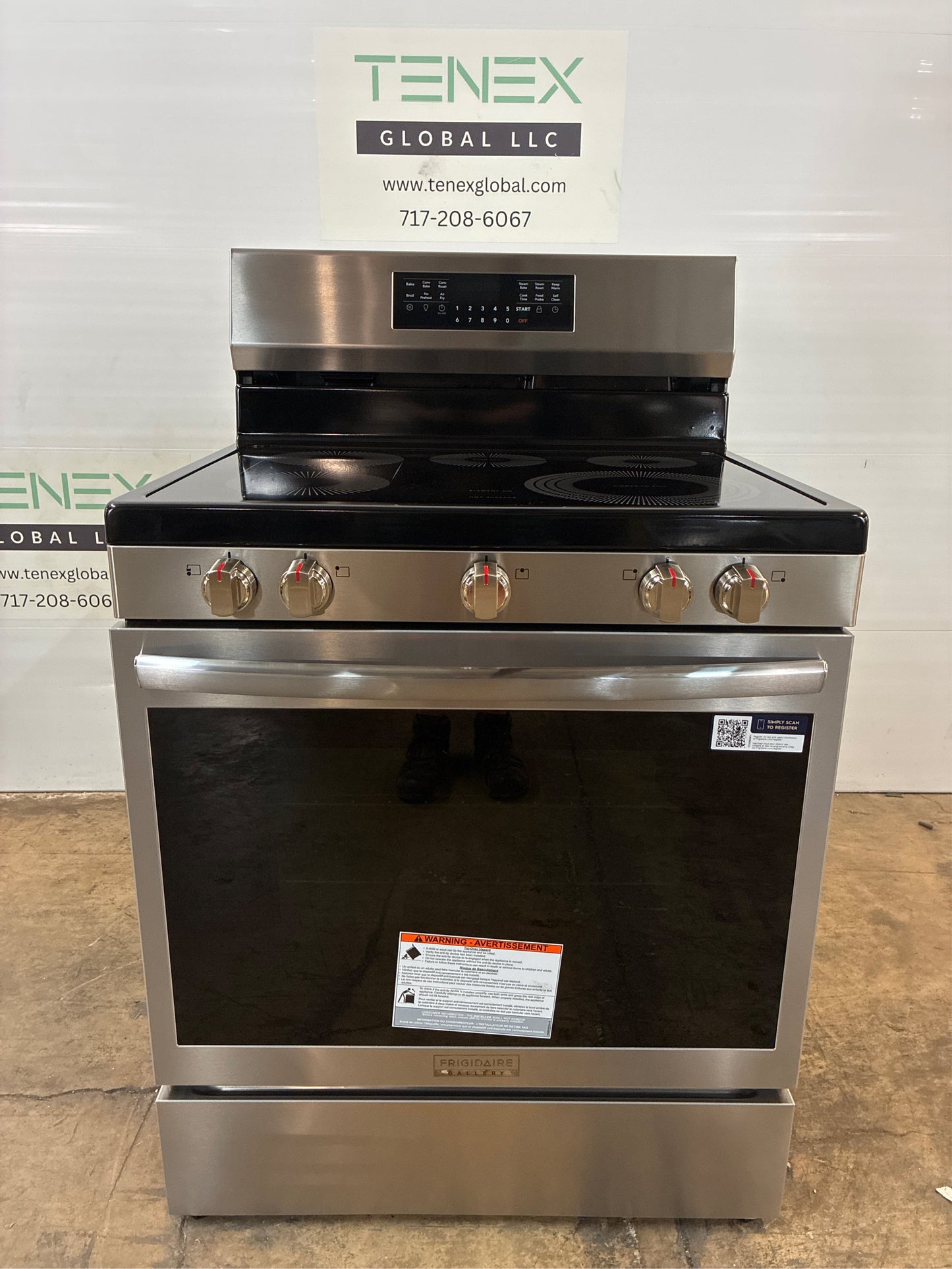 Frigidaire 30in 5 Burner Electric Range, Black SS, Convection