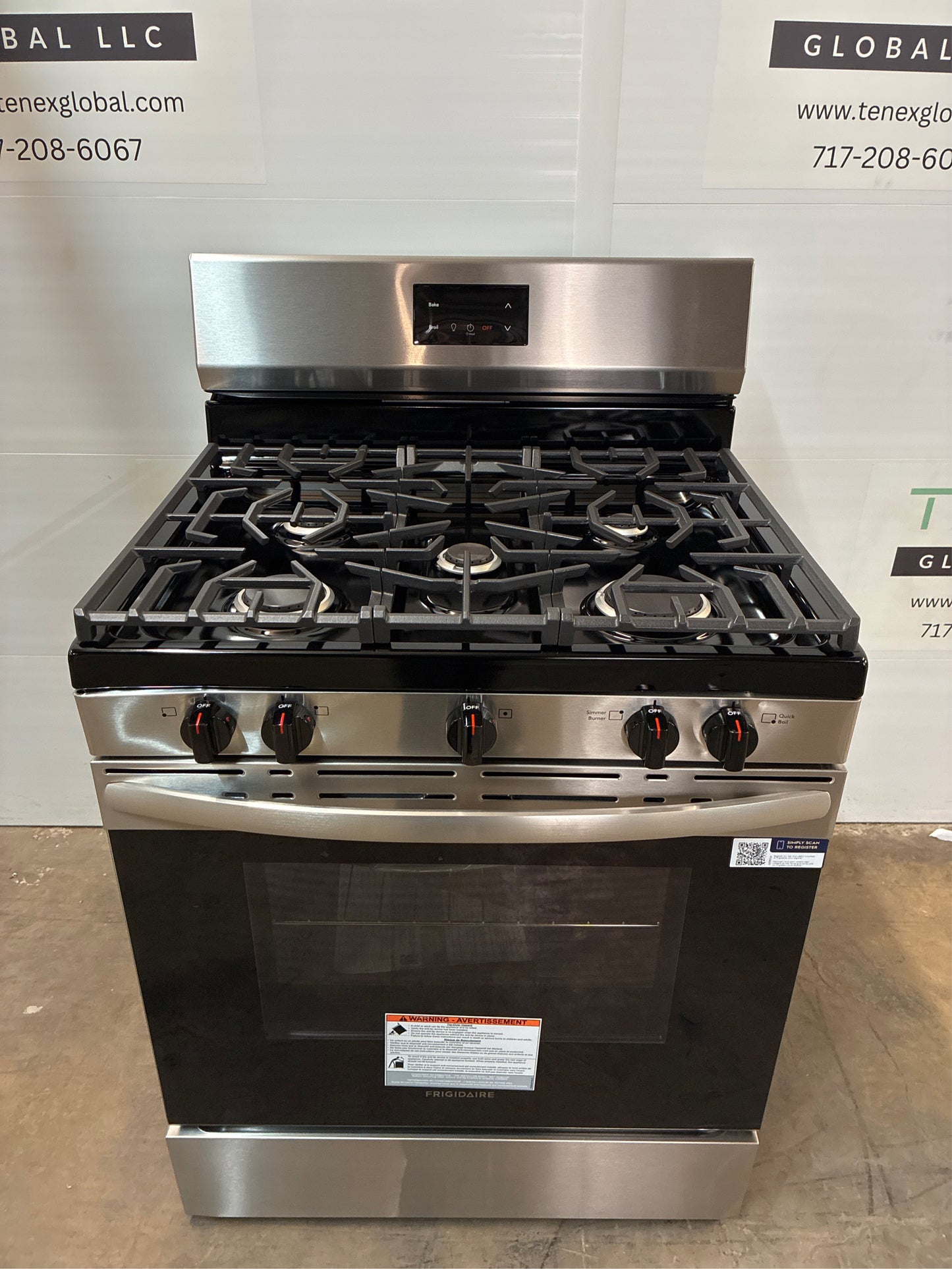 Frigidaire 30 in. 5-Burner Gas Range, Stainless Steel